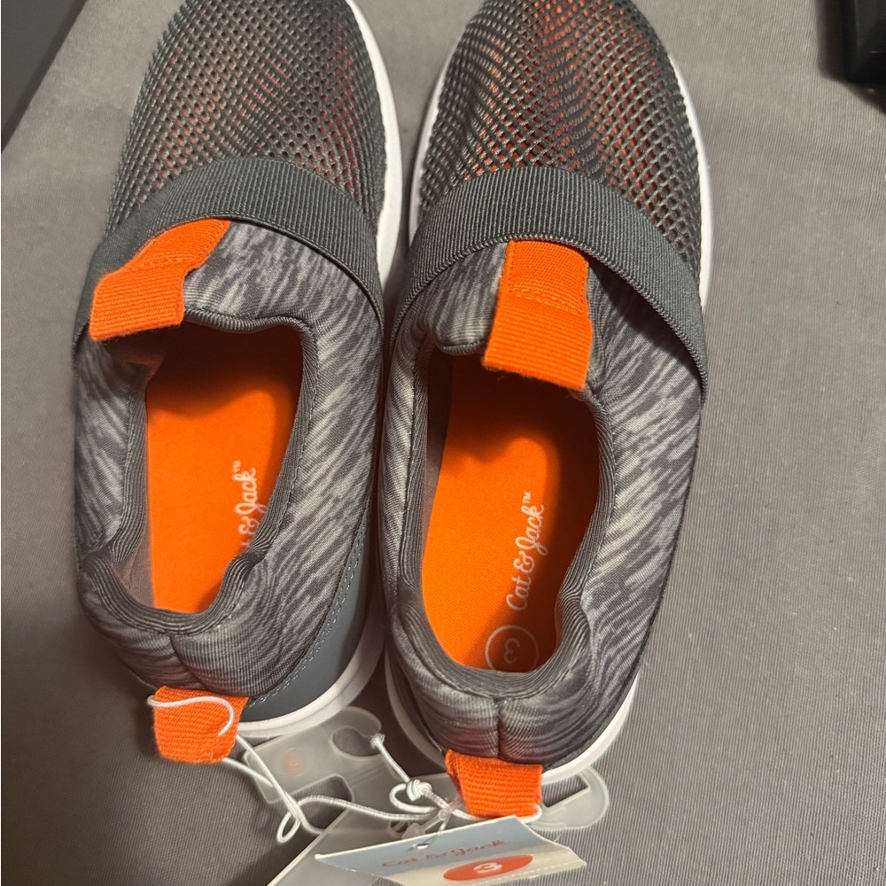 Cat & Jack Charcoal and Tangerine Slip-On Shoes